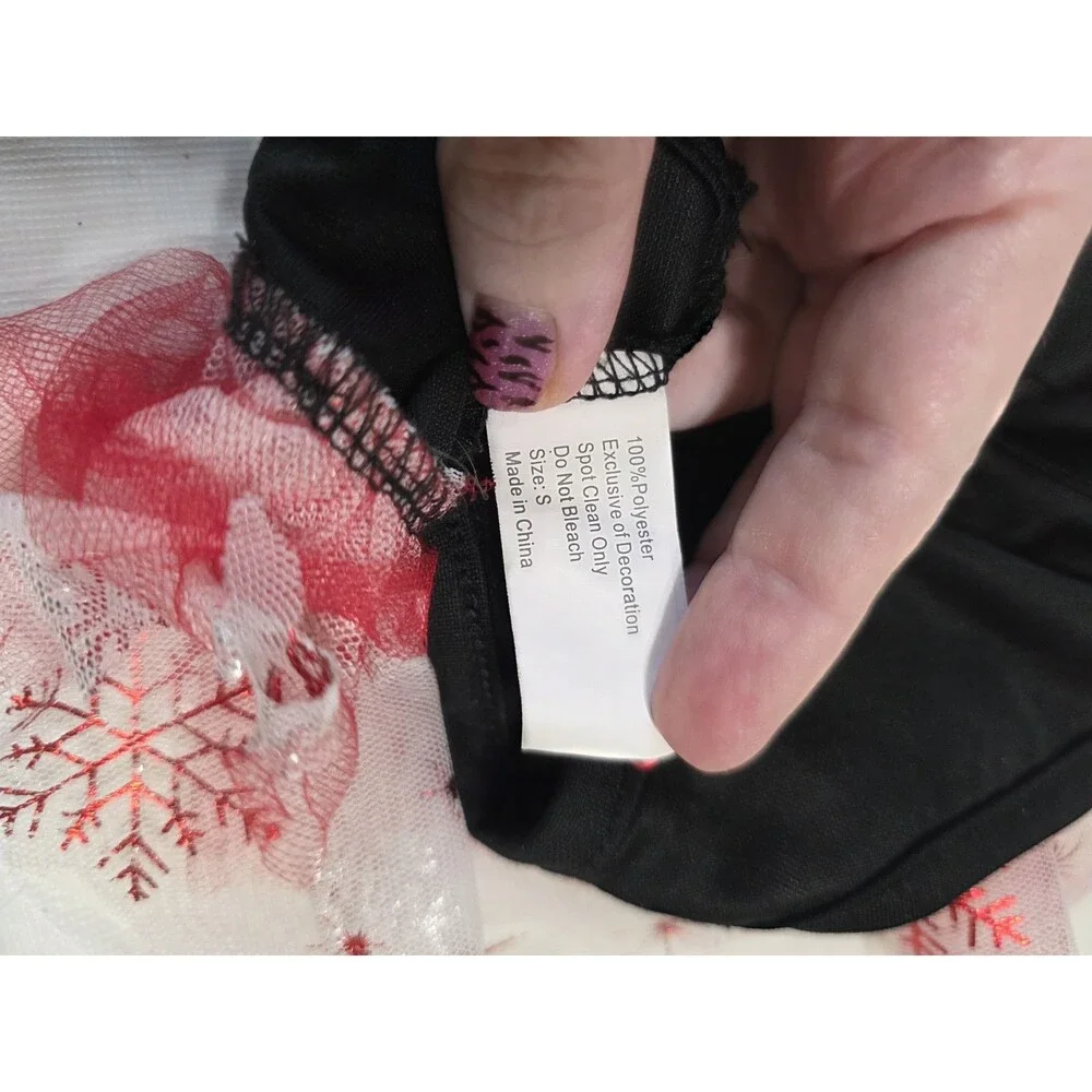 Simply Wag Red\Black Snowflakes 'Believe' Dog Dress Size Small